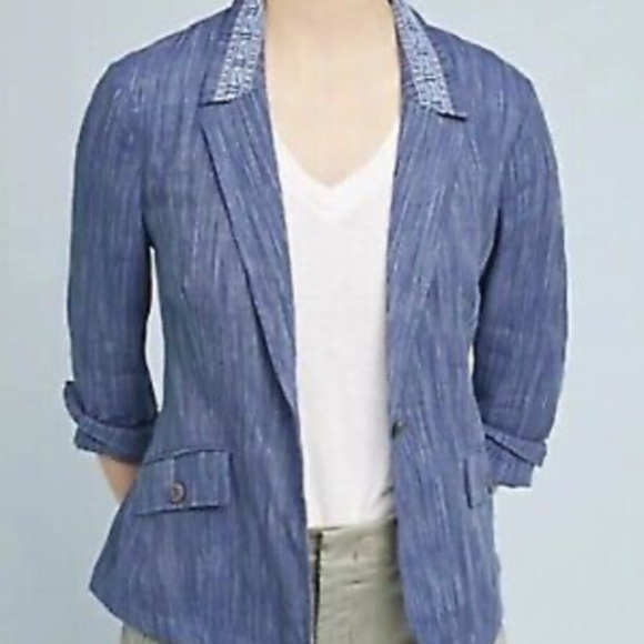 Anthropologie Cartonnier Jacket - Blue Denim Color M - Picture 2 of 11